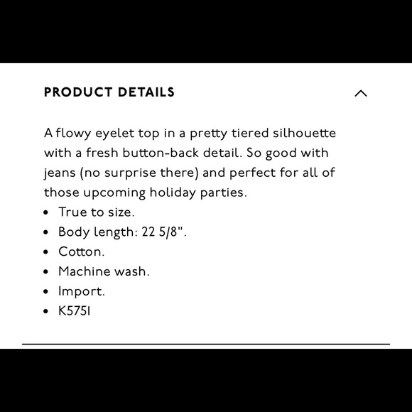 Madewell Eyelet Torres Button Back Top - Picture 7 of 7